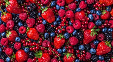 fresh strawberries, blueberries, blackberries and raspberries