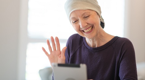 woman with cancer on a video chat