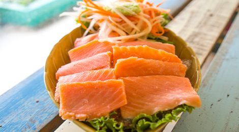 Cured salmon on a plate.