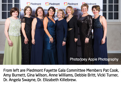 From left are Piedmont Fayette Gala Committee Members Pat Cook, Amy Burnett, Gina Wilson, Anne Williams, Debbie Britt, Vicki Turner,  Dr. Angela Swayne, Dr. Elizabeth Killebrew.